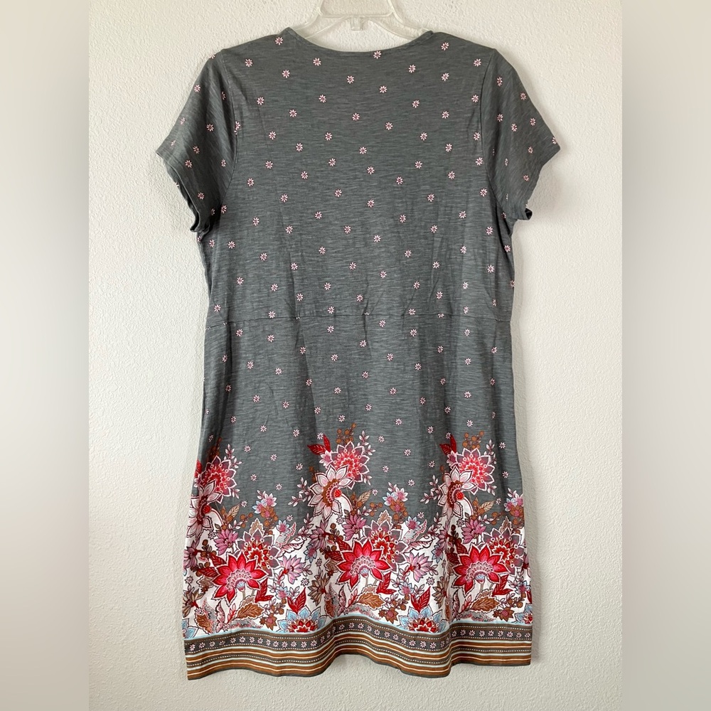J JILL Cotton Shift Dress XL Daisy Floral Pockets Casual Travel Resort Vacation - Picture 10 of 10
